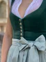 V Neck Velvet Buttoned Elegant Dirndl Dress Three Piece