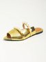 Fashionable Golden Embossed Imitation Pearls Decorated Slide Sandals