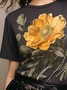 Floral Loose Crew Neck Casual Short Sleeve T-Shirt