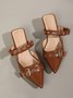 Buckle Studs Kitten Heeled Mules