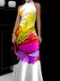 Pluz Size Turtleneck Floral Urban Printing Dress