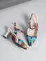Multicolor Print Shaped Heel Slingback Pumps