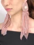 1pair Bohemian Imitation Pearl Fabric Tassel Earrings