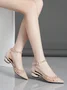 Breathable Jacquard Mesh Cutout Low Heel Shoes with Removable Rhinestone Ankle Strap