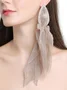 1pair Bohemian Imitation Pearl Fabric Tassel Earrings