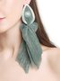 1pair Bohemian Imitation Pearl Fabric Tassel Earrings