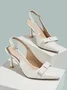 Minimalist Bowknot Adjustable Buckle Slingback Pumps