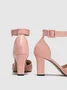 Minimalist Ruched Chunky Heel Ankle Strap Hollow Pumps