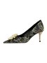 Elegant Imitation Pearl Beaded Hot Drilling Satin Stiletto Heel Pumps