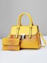 2pcs/set Large Capacity Crocodile Embossed Commuting Tote Bag with Coin Purse