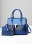 2pcs/set Large Capacity Crocodile Embossed Commuting Tote Bag with Coin Purse