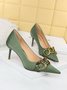 Minimalist Metal Chain Decor Stiletto Heel Pumps