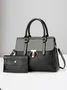 2pcs/set Large Capacity Crocodile Embossed Commuting Tote Bag with Coin Purse