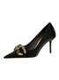 Minimalist Metal Chain Decor Stiletto Heel Pumps