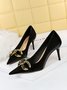 Minimalist Metal Chain Decor Stiletto Heel Pumps