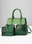 2pcs/set Large Capacity Crocodile Embossed Commuting Tote Bag with Coin Purse