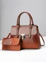 2pcs/set Large Capacity Crocodile Embossed Commuting Tote Bag with Coin Purse