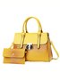 2pcs/set Large Capacity Crocodile Embossed Commuting Tote Bag with Coin Purse