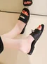 Minimalist Metal Decor Square Toe Slide Sandals