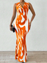 High Elasticity Abstract Elegant Others Tight Sleeveless Maxi Dress