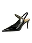 Versatile Black Metal Chain Slingback Pumps