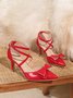 Bowknot Crossover Front Strap Hollow Pumps