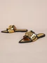 Metal Decor Color-block Embossed Slide Sandals
