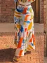 Loose Random Print Vacation Maxi Skirt