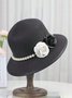 Elegant Imitation Pearl Camellia Handmade Straw Sun Hat