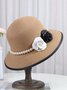 Elegant Imitation Pearl Camellia Handmade Straw Sun Hat