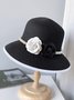 Elegant Imitation Pearl Camellia Handmade Straw Sun Hat