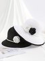 Elegant Imitation Pearl Camellia Handmade Straw Sun Hat