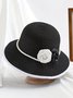 Elegant Imitation Pearl Camellia Handmade Straw Sun Hat