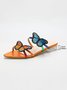 Embroidered Butterfly Transparent Low Heel Slide Sandals