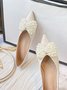 Elegant Imitation Pearl Bow Decor Shallow Shoes