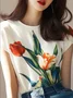 Floral Crew Neck Regular Fit Daily T-Shirt