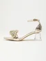 Glamorous Flower Crystal Chunky Heeled Ankle Strap Sandals