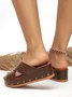 Vintage Hollow Out Rivet Wedge Heel Slide Sandals