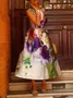Crew Neck Regular Fit Elegant Floral Midi Dress With No Belt