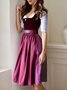 Elegant Velvet Polka Dots Dirndl Dress Three Piece