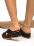 Vintage Hollow Out Rivet Wedge Heel Slide Sandals