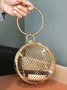 Metal Hollow Round Evening Handbag Spherical Mesh Crossbody Bag