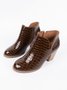 Coffee Crocodile Embossed Chunky Heel Chelsea Boots