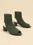 Minimalist Breathable Mesh Fabric Peep Toe Chunky Heel Boots