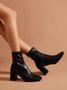 Minimalist Back Zip Square Toe Chunky Heel Mid-calf Boots