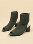 Minimalist Breathable Mesh Fabric Peep Toe Chunky Heel Boots