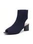 Minimalist Breathable Mesh Fabric Peep Toe Chunky Heel Boots