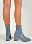 Minimalist Back Zip Square Toe Chunky Heel Mid-calf Boots