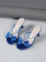 Elegant Bowknot Rhinestone Satin Pyramid Heeled Mule Sandals