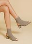 Minimalist Breathable Mesh Fabric Peep Toe Chunky Heel Boots